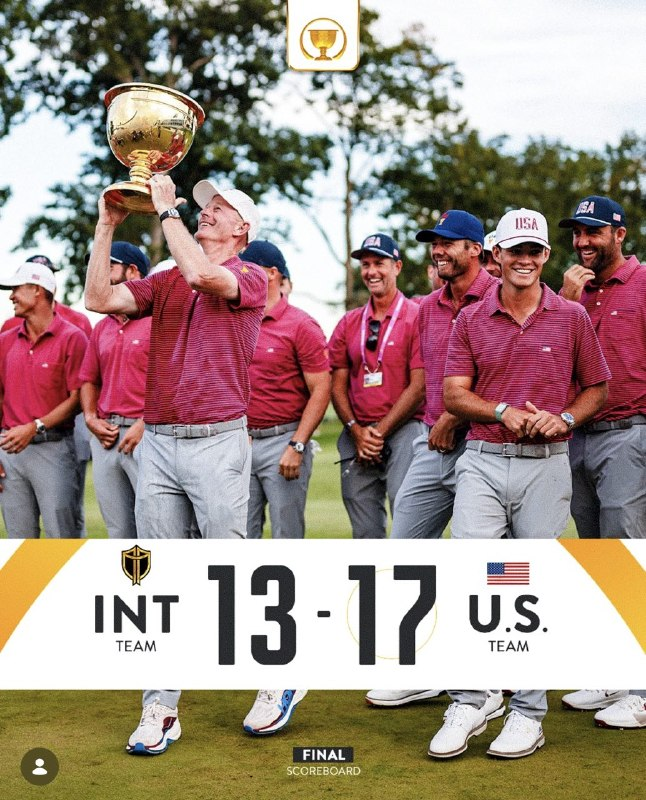 Presidents Cup 2026.Чуда не произошло. Команда США побеждает со счётом 17-13