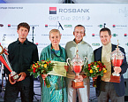 Победители Rosbank Golf Cup 2015: Дмитрий Тальников, Алексей Волков и Елена Романова